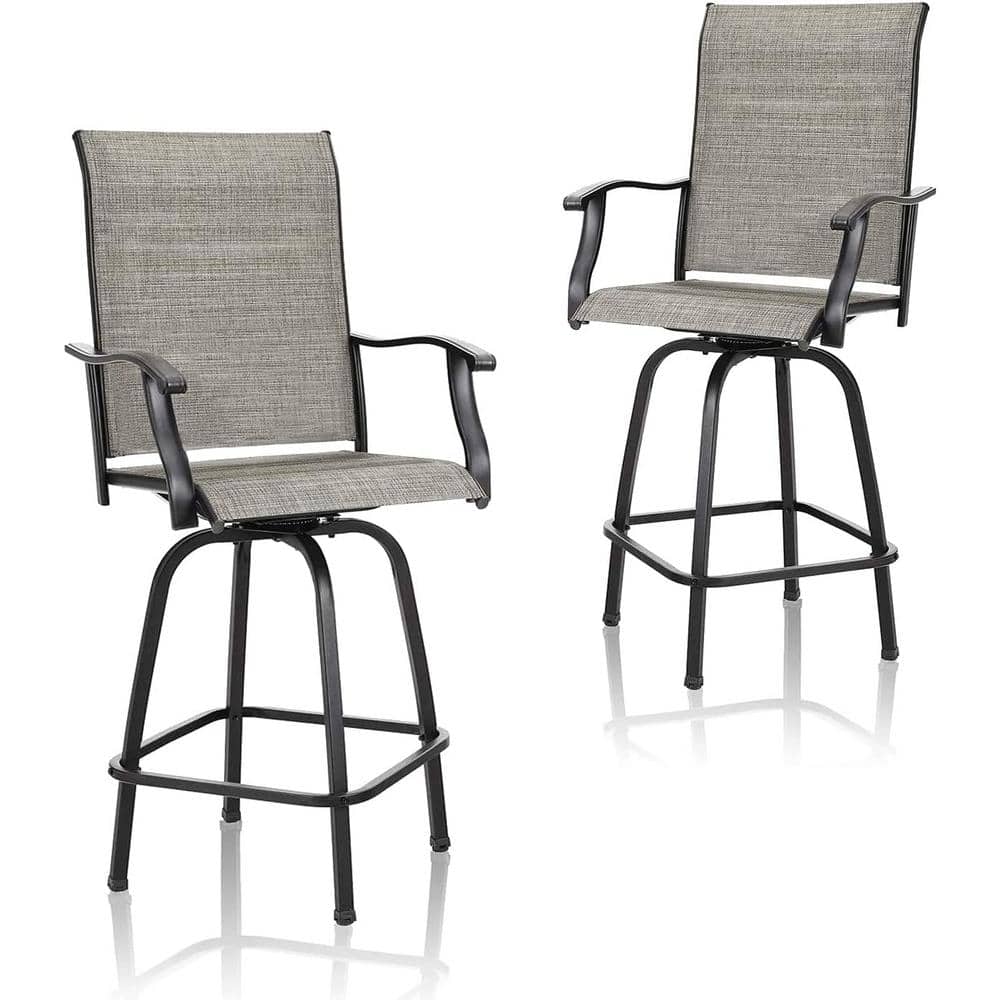 FUFU&GAGA Swivel Metal Outdoor Bar Stools, Patio Height Bar Stool