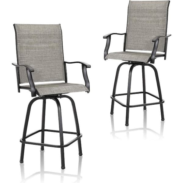 FUFU&GAGA Swivel Metal Outdoor Bar Stools, Patio Height Bar Stool Chairs with Metal Frame Textilene Fabric for Bistro(Set of 2)