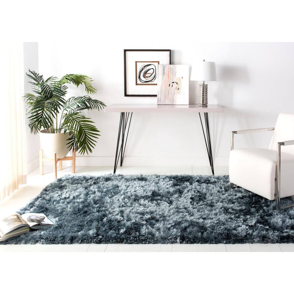 Slate 6' x 6' Square Hand-Tufted Shag Area Rug