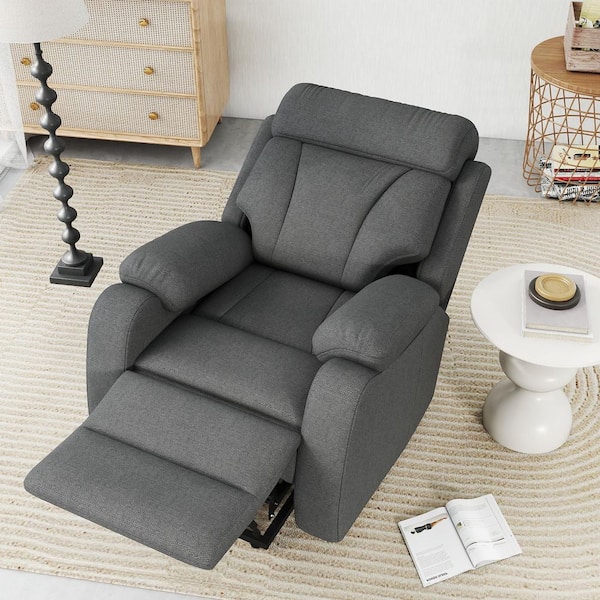 Dark Gray Soft Snowflake Velvet Power Lift Recliner with Remote Control