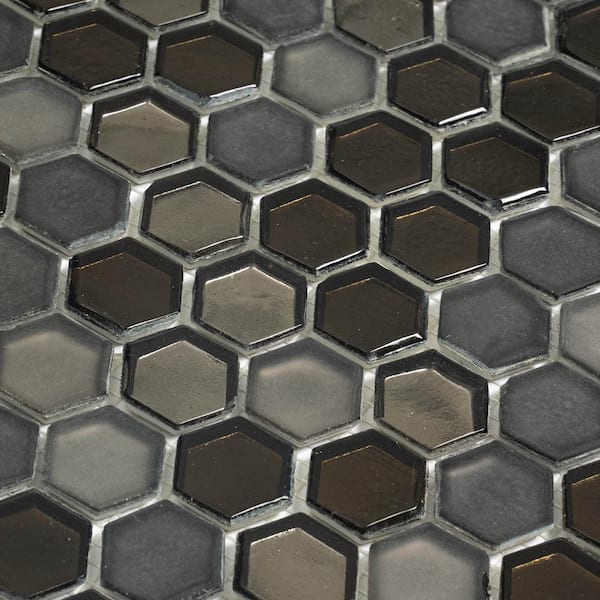 Apollo Tile 10.8 in. x 11.5 in. Gray Hexagon Polished and Honed