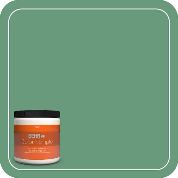 BEHR PREMIUM PLUS 8 oz. #470D-5 Herbal Flat Interior/Exterior Paint & Primer Color Sample
