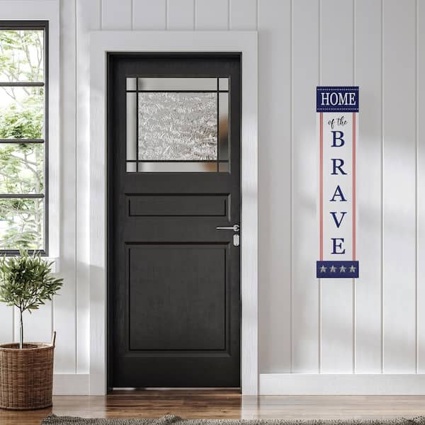 36 in. Home of the Brave Patriotic Wooden Porch Board Sign Decoration