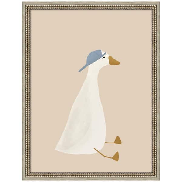 Castellan Goose Blue Hat Beige by Molly Dillon from The lil Dills Shop Animals Framed Art Print 26 in. x 20 in.