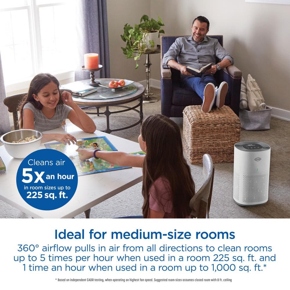 White Medium Room Smart HEPA Air Purifier with Alexa
