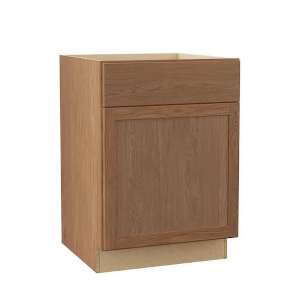 Hampton Bay Sinclair 24 in. W x 24 in. D x 34.5 in. H Assembled Base Cabinet in Shaker Saddle Oak