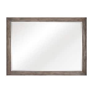 50 in. W x 37 in. H Wooden Frame Gray and Brown Wall Mirror