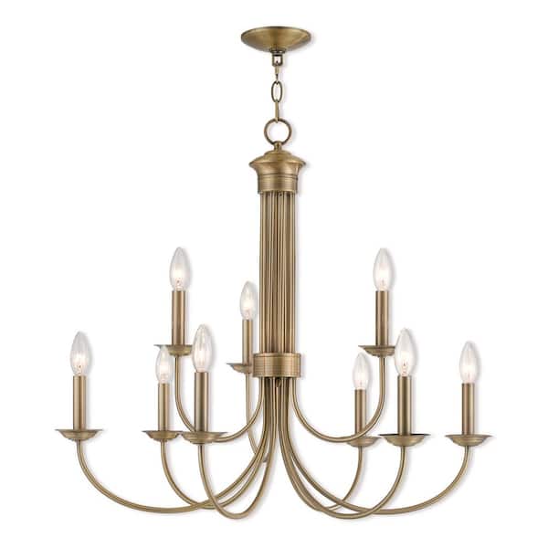 Abbotsford 9-Light Antique Brass 2-Tier Chandelier