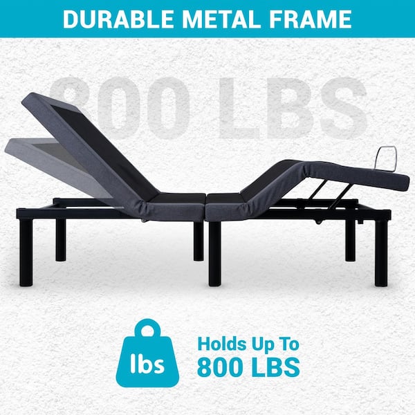 HOMESTOCK Gray 16 in. H Twin XL Adjustable Bed Frame 3-Mode
