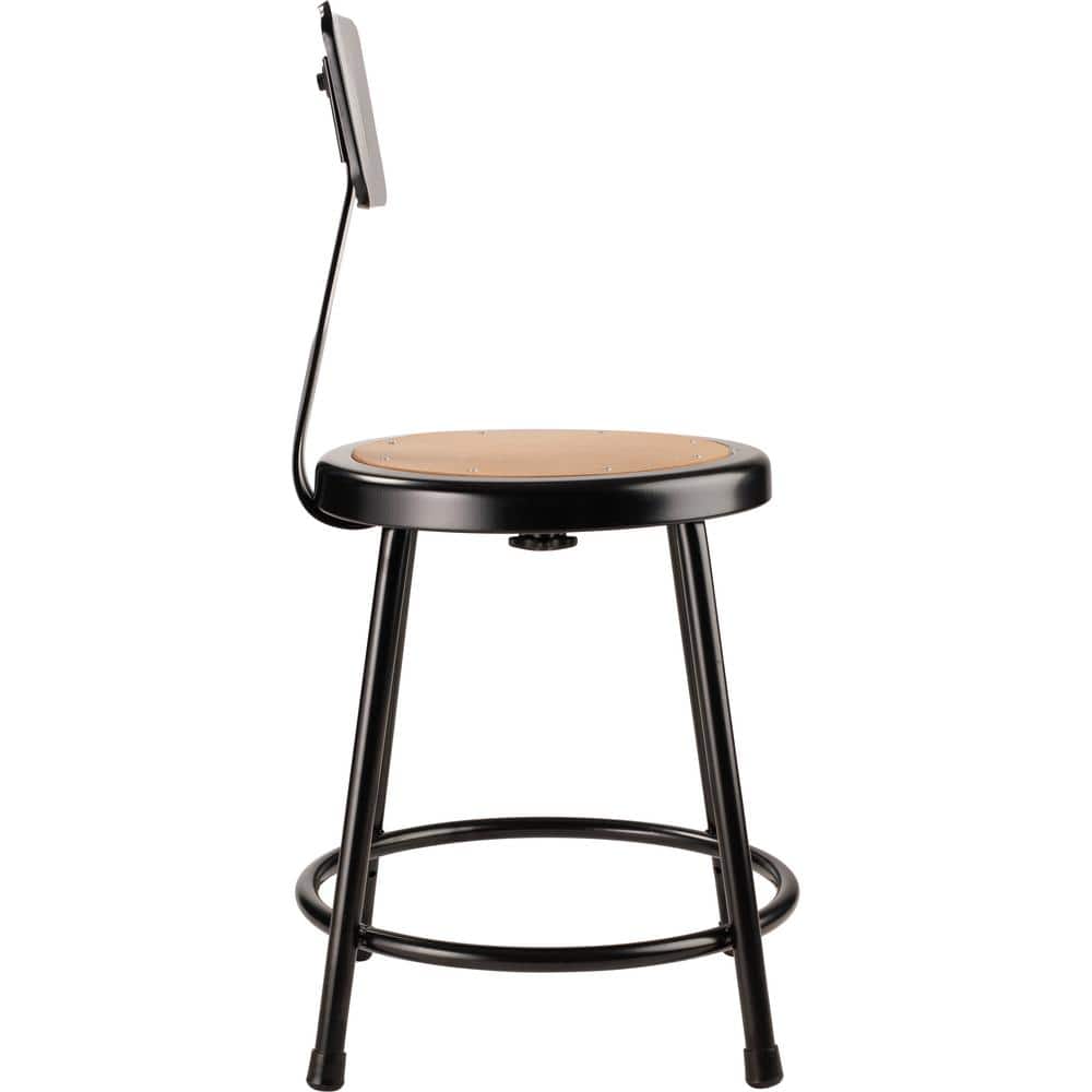 Adjustable Black Steel and Wood Laboratory Stools, Set of 2