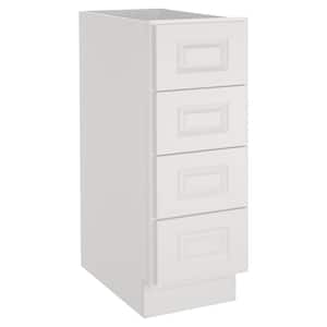12 in. Wx24 in. Dx34.5 in. H in Raised Panel White Plywood Ready to Assemble Drawer Base Kitchen Cabinet with 4 Drawers