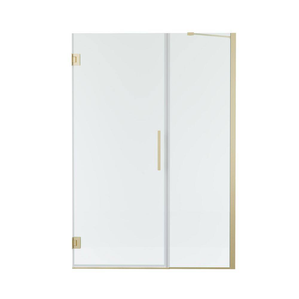 UNIFIT 54-55 in. W x 72 in. H Hinged Frameless Shower Door in Brushed Gold with 3/8 in. SGCC Clear Tempered Glass price history on PriceWatchPro