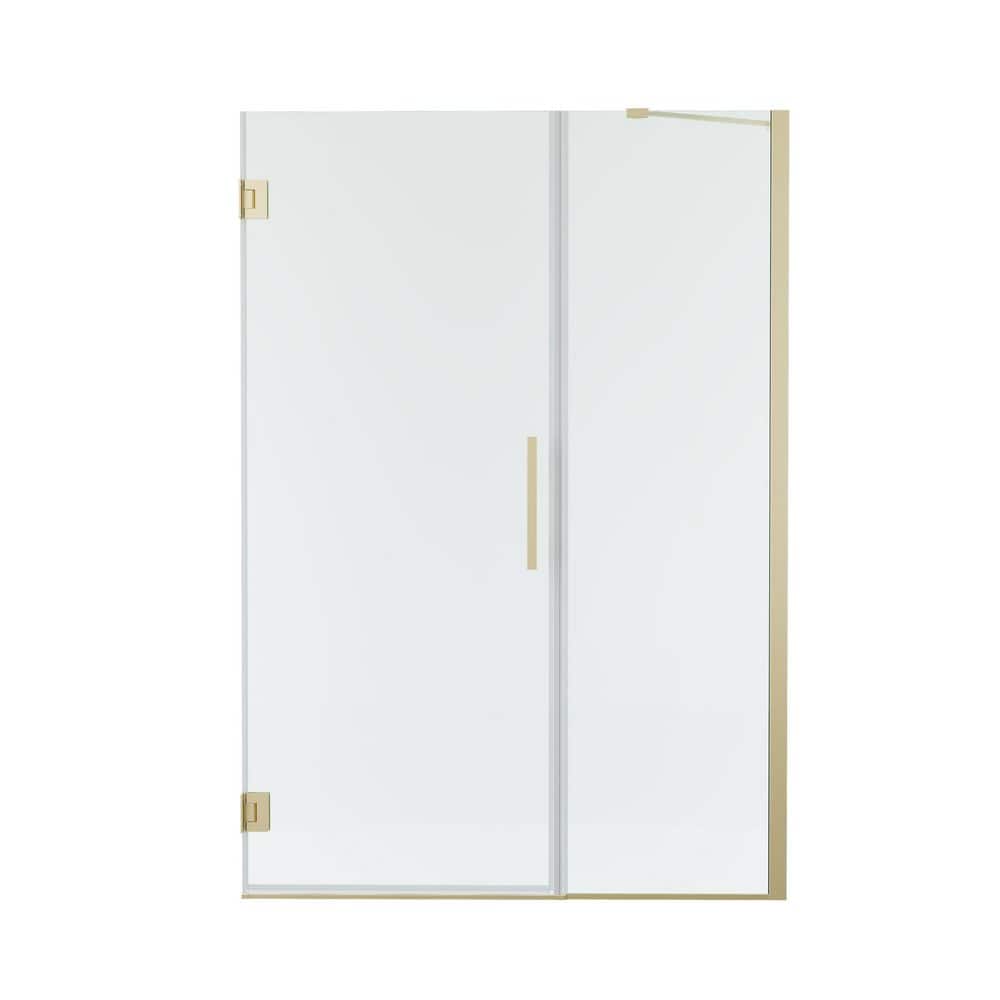 UNIFIT 59-60 in. W x 72 in. H Hinged Frameless Shower Door in Brushed Gold with 3/8 in. SGCC Clear Tempered Glass price history on PriceWatchPro