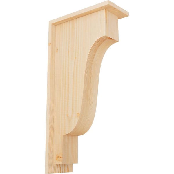 Ekena Millwork 5-1/2 in. x 12 in. x 24 in. Douglas Fir Newport Smooth Corbel with Backplate