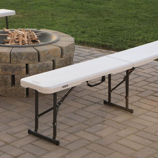 Lifetime Almond Resin 6 ft. Fold-In-Half Bench 81156 - The Home Depot