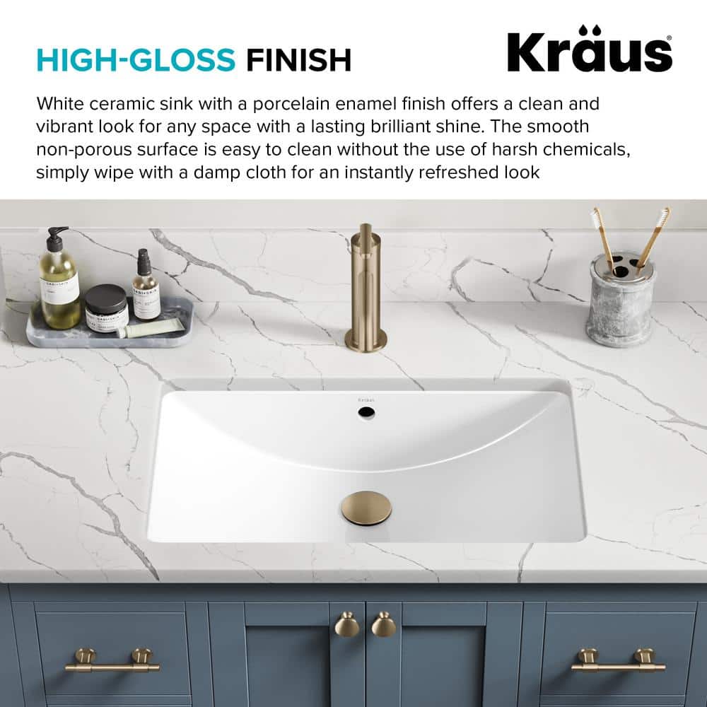 Elavo 23" White Ceramic Rectangular Undermount Bathroom Sink