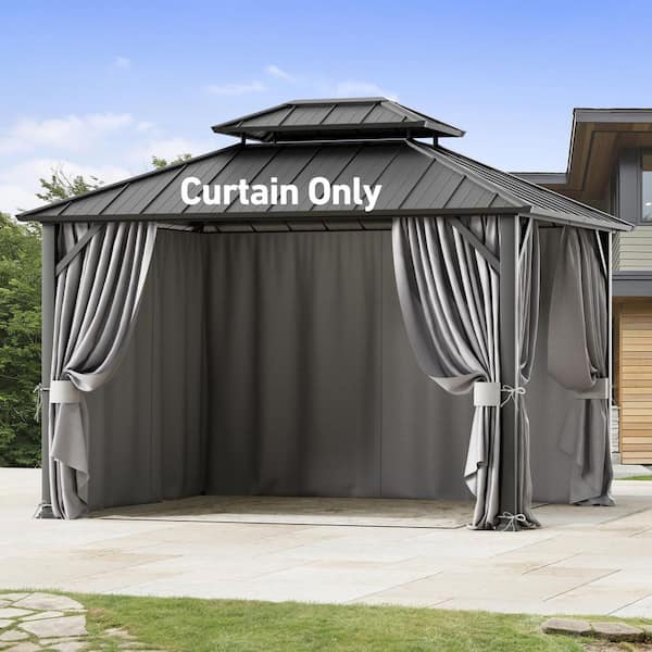 COVERED OUTDOOR OUTDOOR LIVING SPACES Ultra Series 10 ft. x 12 ft. Gazebo Replacement Privacy Curtain, Grey
