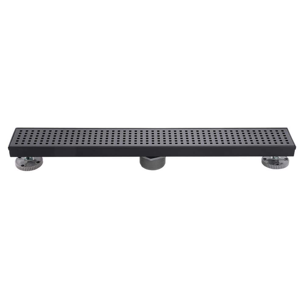 24 in. Stainless Steel Linear Shower Drain with Modern Square Pattern Drain Cover in Matte Black price history on PriceWatchPro