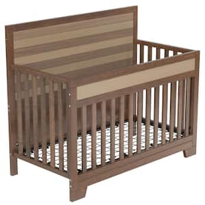 53.8 in. W x 27 in. D x 45.1 in. H Brown Linen Cabinet with Baby Safe Crib and Adjustable Mattress Height