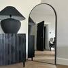 Sxiawe 28 in. W x 71 in. H Arched Aluminum Alloy Frame Black Oversized Full-length Mirror Standing Floor Mirror LAM-70-BK-A