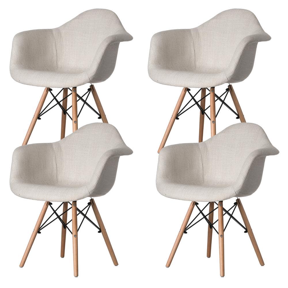 White Wood Mid-Century Modern Side Chair