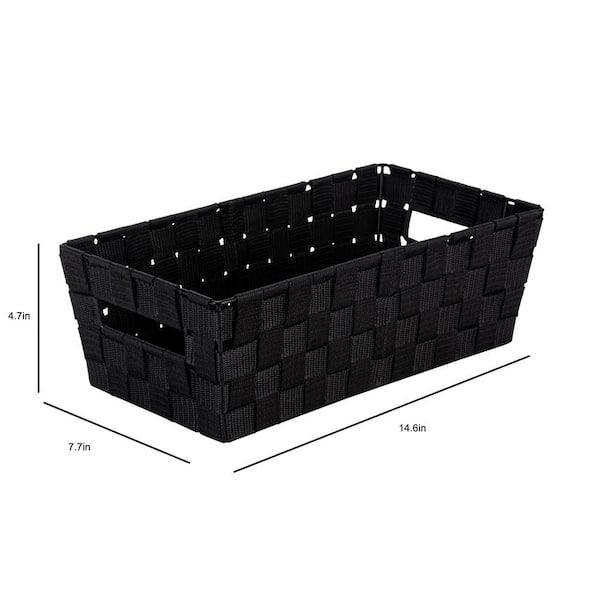 7 Pack Decorative & Durable Woven Fabric Storage Baskets, Shelf & Closet Organization - Black, Size: Large