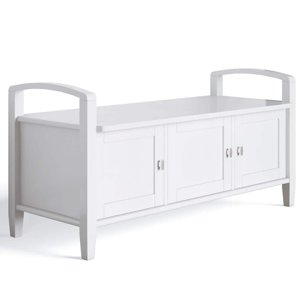 Brooklyn Max Lexington White Solid Wood 44 In Wide Rustic Entryway   White Brooklyn Max Dining Benches Bmsh006 W 64 1000 