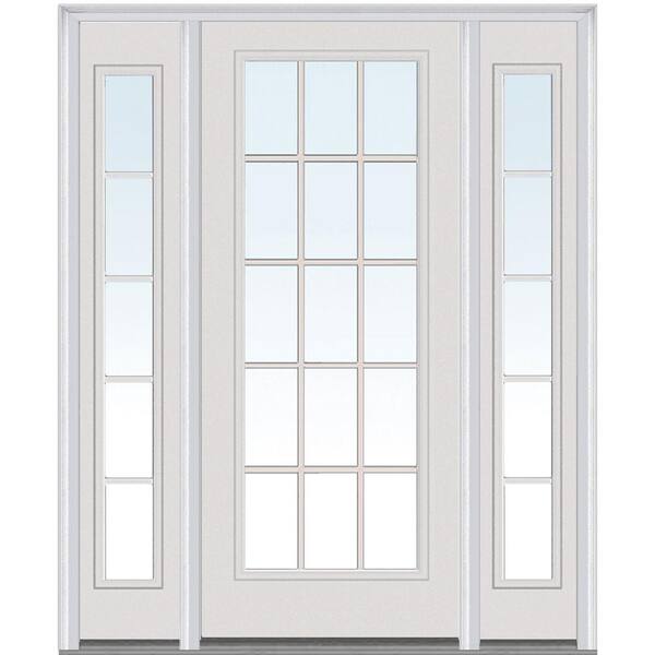 MMI Door 60 in. x 80 in. Internal Grilles Left-Hand Inswing Full Lite Clear Painted Steel Prehung Front Door with Sidelites