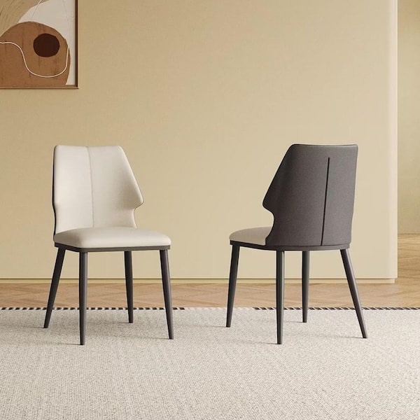 Deborah Modern Grey and White PU Upholstered Dining Chair, Set of 2
