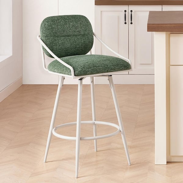 Art Leon Modern Green Seat Height 30.52 in Fabric Swivel Counter Stools with Metal Frame