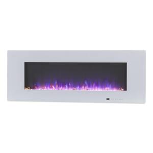 50 in. Toughened Wall Mounted Electric Fireplace Winter Home Decor in White