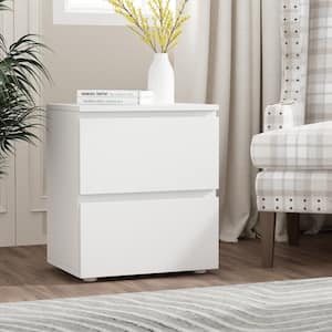 2-Drawer White Nightstands Side Table Bedside Table 18.9 in. H x 15.7 in. W x 11.6 in. D