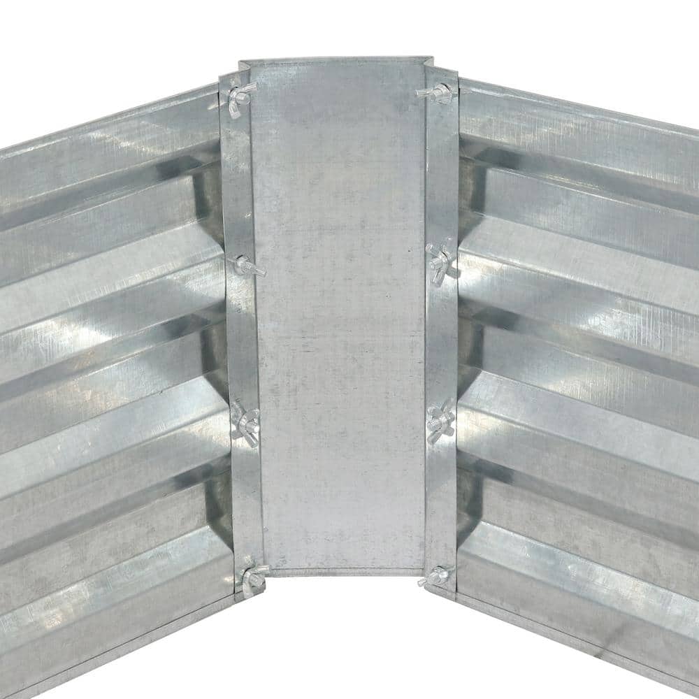 Silver Galvanized Steel L-Shaped Raised Garden Bed