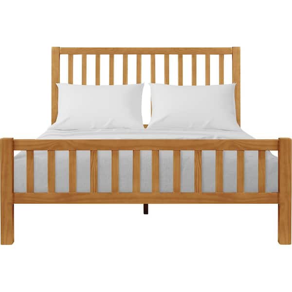 Camden Isle Hampton Oak Brown Wood Frame Queen Platform Bed