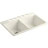 KOHLER Brookfield Undermount Cast-Iron 33 in. 5-Hole Double Bowl ...