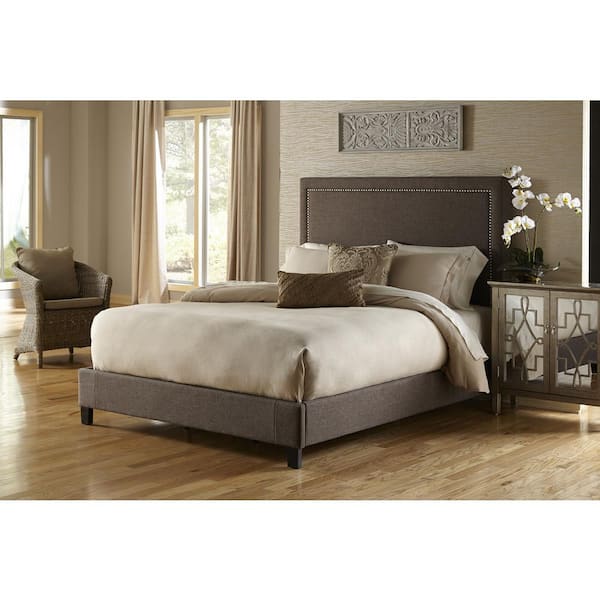 PRI Brown King Upholstered Bed