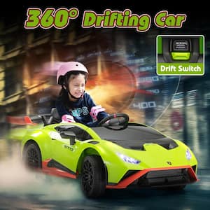 12-Volt Licensed Lamborghini Kids Ride On Car With Remote Control Electric Kids Drift Car Toy in Green