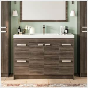Lugano 48 in. W x 19 in. D x 36 in. H Single Bath Vanity in Gray Oak with White Acrylic Top and White Integrated Sink