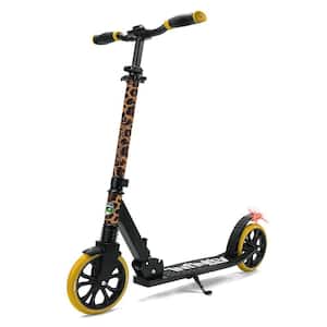 Lightweight and Foldable Kick Scooter Adjustable for Teens and Adult, Alloy Deck with High Impact Wheels in Leopard