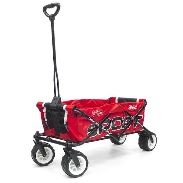 7 cu.ft. Metal Folding Garden Cart in Sport Red