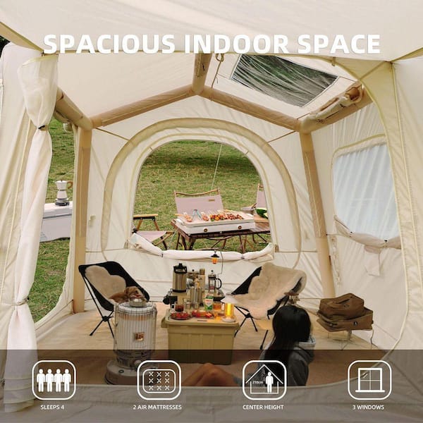 10 ft. x 8 ft. Beige Inflatable SUV Camping Tent with Air Pump