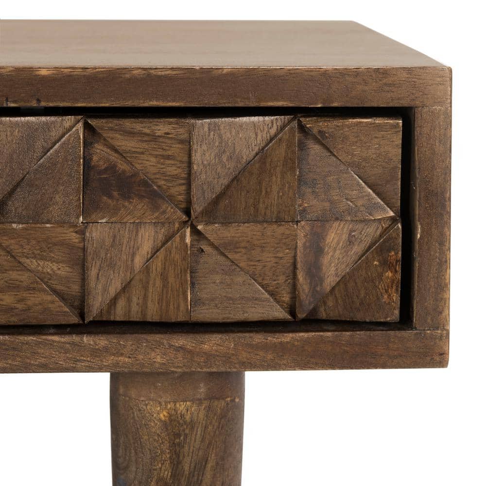 Transitional Beige Wood Home Office Desk with Drawer