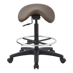 35 in. Pneumatic Drafting Chair with Java Brown Vinyl Saddle Seat