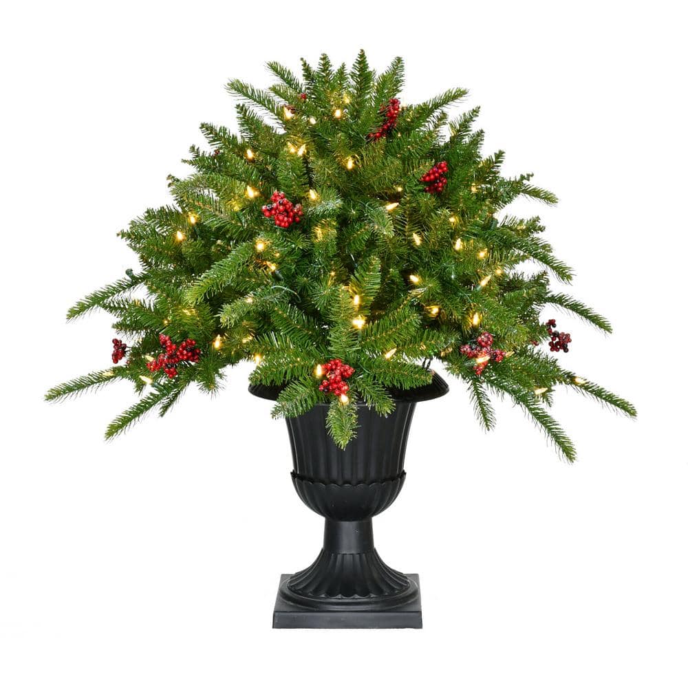 2 ft. Prelit Artificial Porch Christmas Tree with Red Berries and Warm Whit