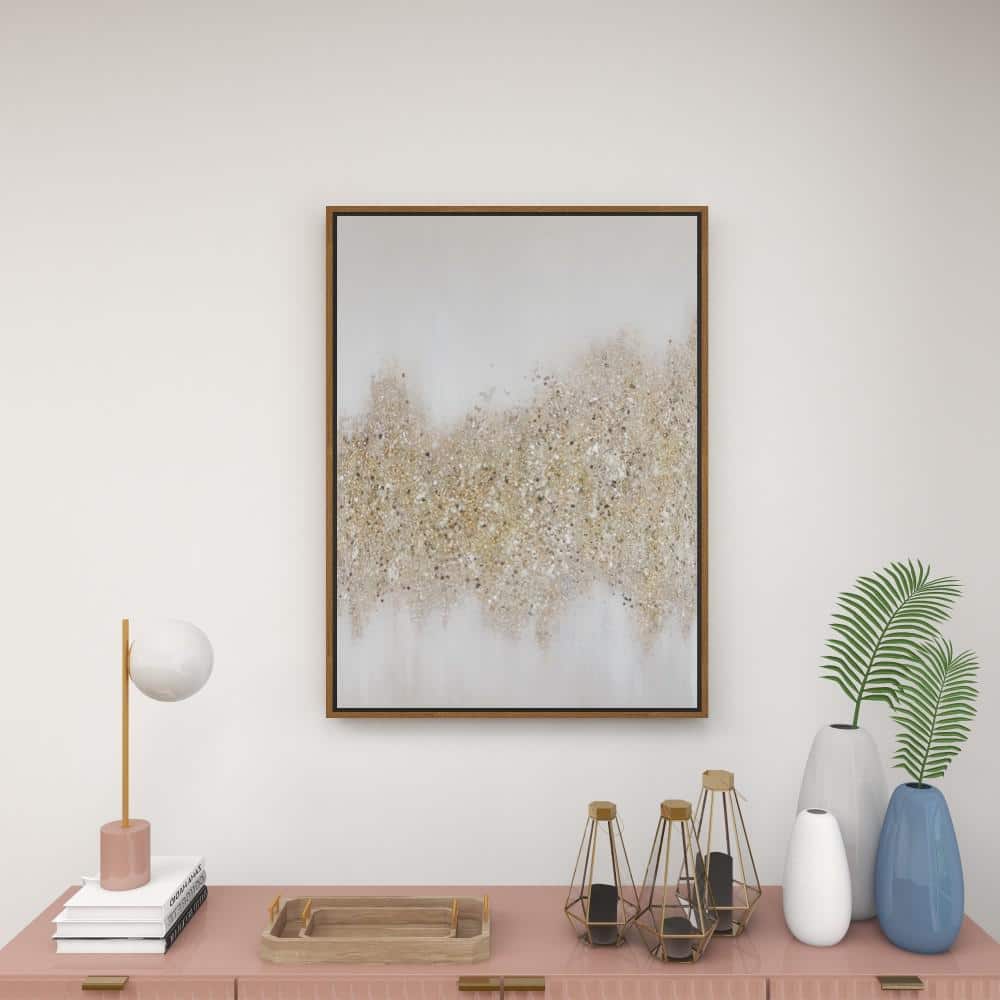 Gold Glitter Abstract Geode Canvas Wall Art with Frame