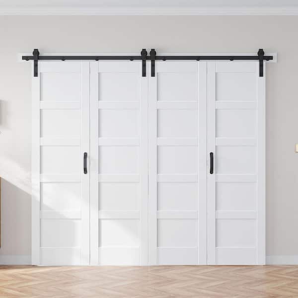 Fredbeck 96 in. x 84 in. 5-Panel White Finished Solid Core MDF