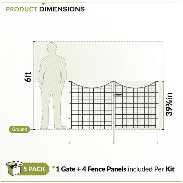 Zippity Outdoor Products 1 Gate 4 Panels 3-ft H x 3-ft W Black Galvanized Iron Scallop No Dig Garden Fence Gate Kit