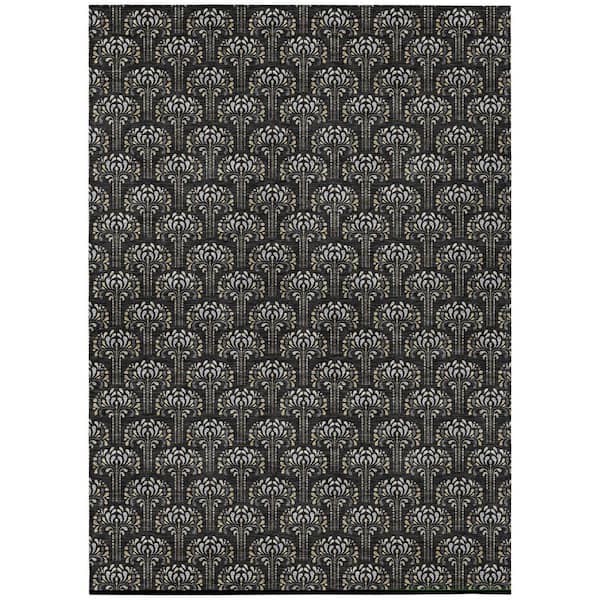 Chantille Machine Washable Indoor/Outdoor Abstract ACN3065 Black 9 ft. x 12 ft. Area Rug