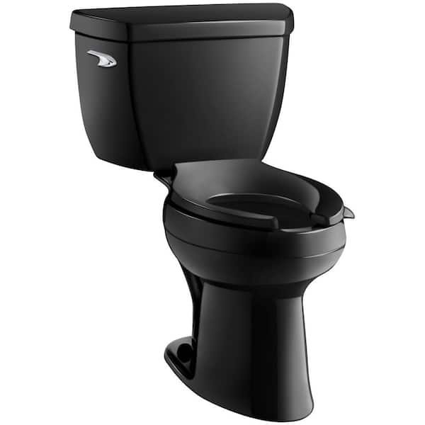 KOHLER Highline Classic 2-Piece 1.6 GPF Single Flush Elongated Toilet in Black, Seat Not Included