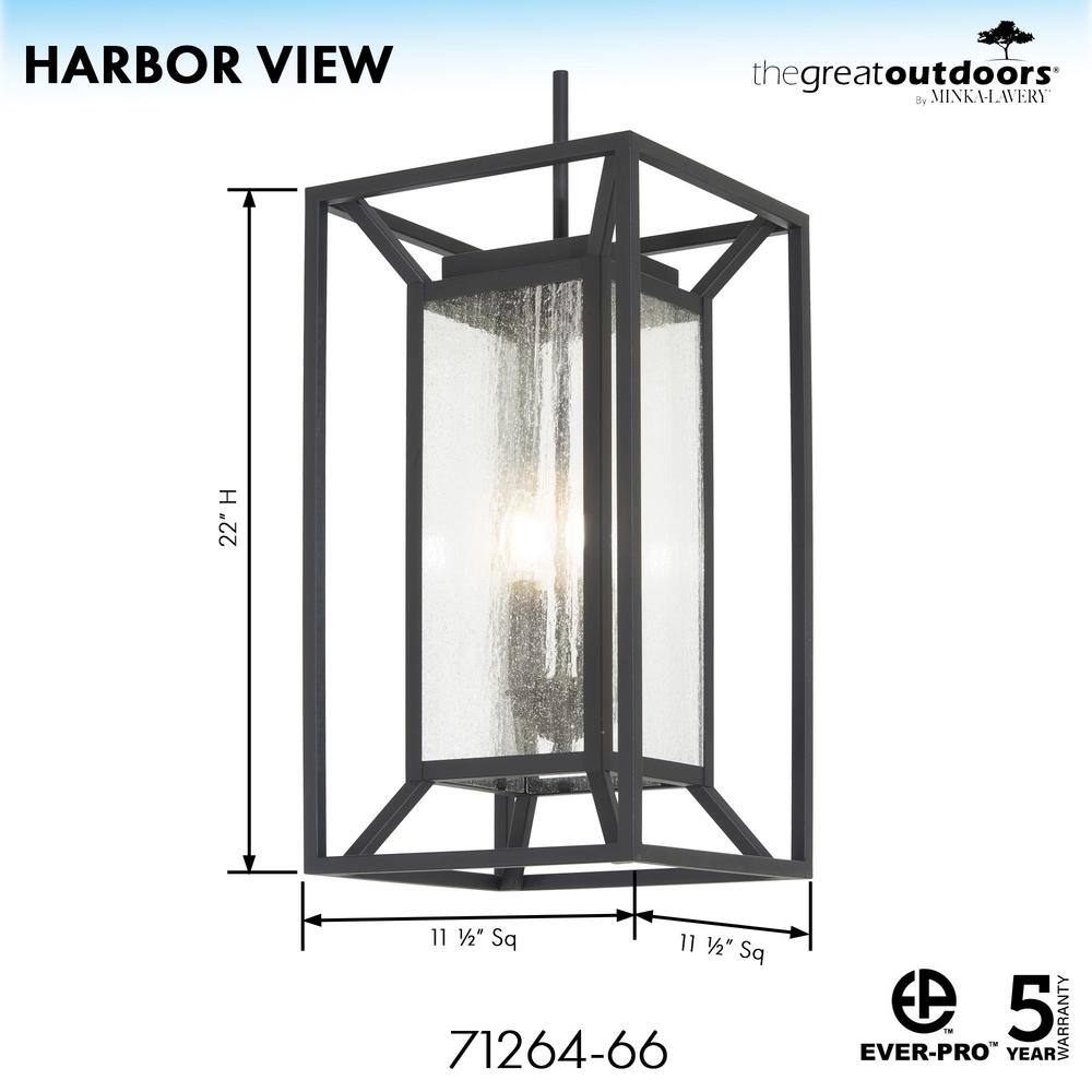 Sand Coal 4-Light Outdoor Hanging Lantern with Clear Seeded Glass